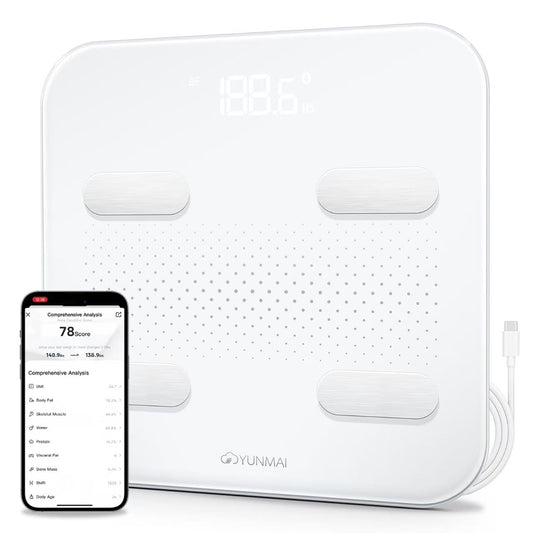 Yunmai Smart Scale for Body Weight. Digital Bathroom Scale with BMI. Body Fat. Muscle Mass. Bluetooth Body Fat Scale. 13 Body Composition Scale Apple Health Compatible. Rechargeable 400lb