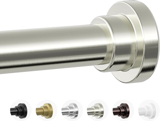 Shower Curtain Rod. 1 Diameter Heavy Duty Tension Shower Rod. Non Slip Adjustable 28-74 inch No Drill Shower Curtain Rods Spring Tension For Bathroom. Shower Stall. No Rust. Brushed Nickel