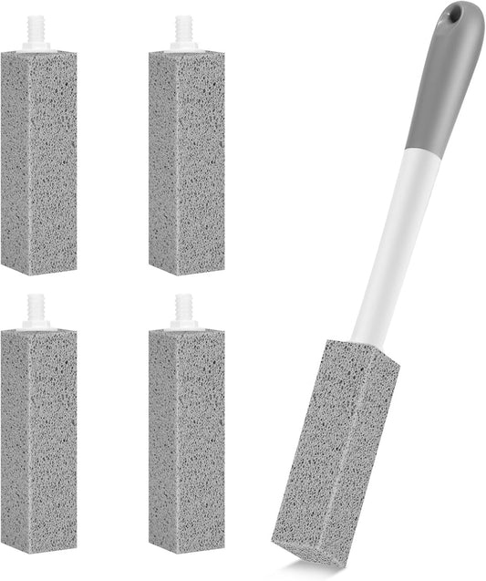 4 Pack Toilet Pumice Stone with Extra Long Handle.Pumice Stone Toilet Bowl Cleaner.1 Cleaning Handle. 4 No Touch Replaceable Piedra Pomez for Cleaning Toilets. Bathtubs. Grills. Swimming Pools. Sinks