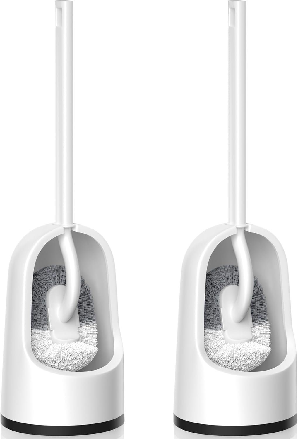 Toilet Brush. 2 Pack Toilet Brush and Holder Set with Durable Curved BristlesToilet Scrubber. Toilet Bowl Brush with Extra Long Handle.Toilet Cleaner with Caddy for Bathroom Deep Cleaning (2. White)
