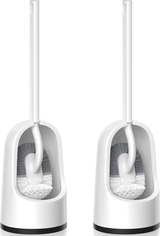 Toilet Brush. 2 Pack Toilet Brush and Holder Set with Durable Curved BristlesToilet Scrubber. Toilet Bowl Brush with Extra Long Handle.Toilet Cleaner with Caddy for Bathroom Deep Cleaning (2. White)