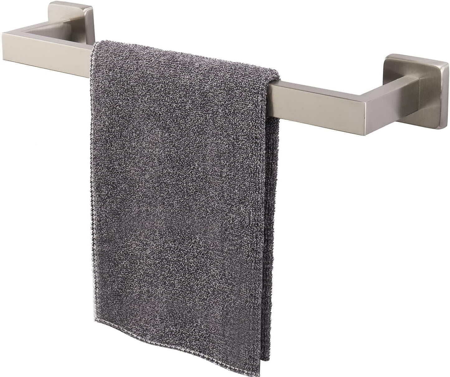 TocTen Bath Towel Rack - Square Base Thicken SUS304 Stainless Steel Towel Bar for Bathroom. Bathroom Accessories Towel Rod Heavy Duty Wall Mounted Towel Holder. (Brushed Nickel. 16)
