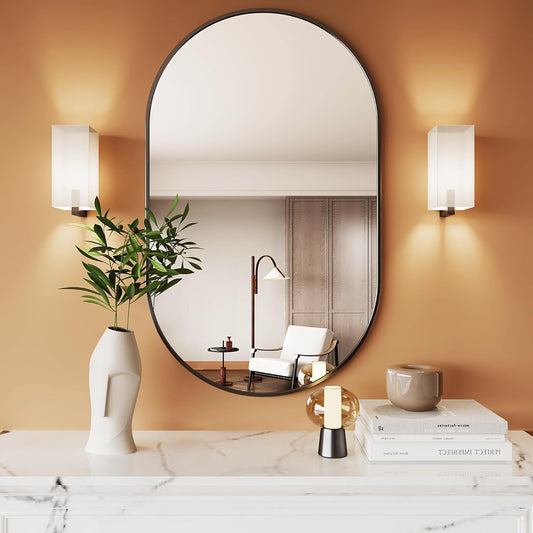 Oval Mirrors.Oval Bathroom Mirrors.20x28 Black Mirror.espejos decorativos de pared.Bathroom Mirrors for Over Sink(Black)